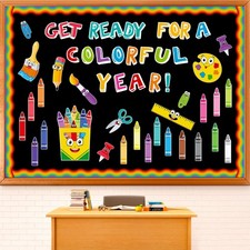 Pasimy 121 Pcs Crayon Theme Classroom Decorations Back to School Bulletin Boa...