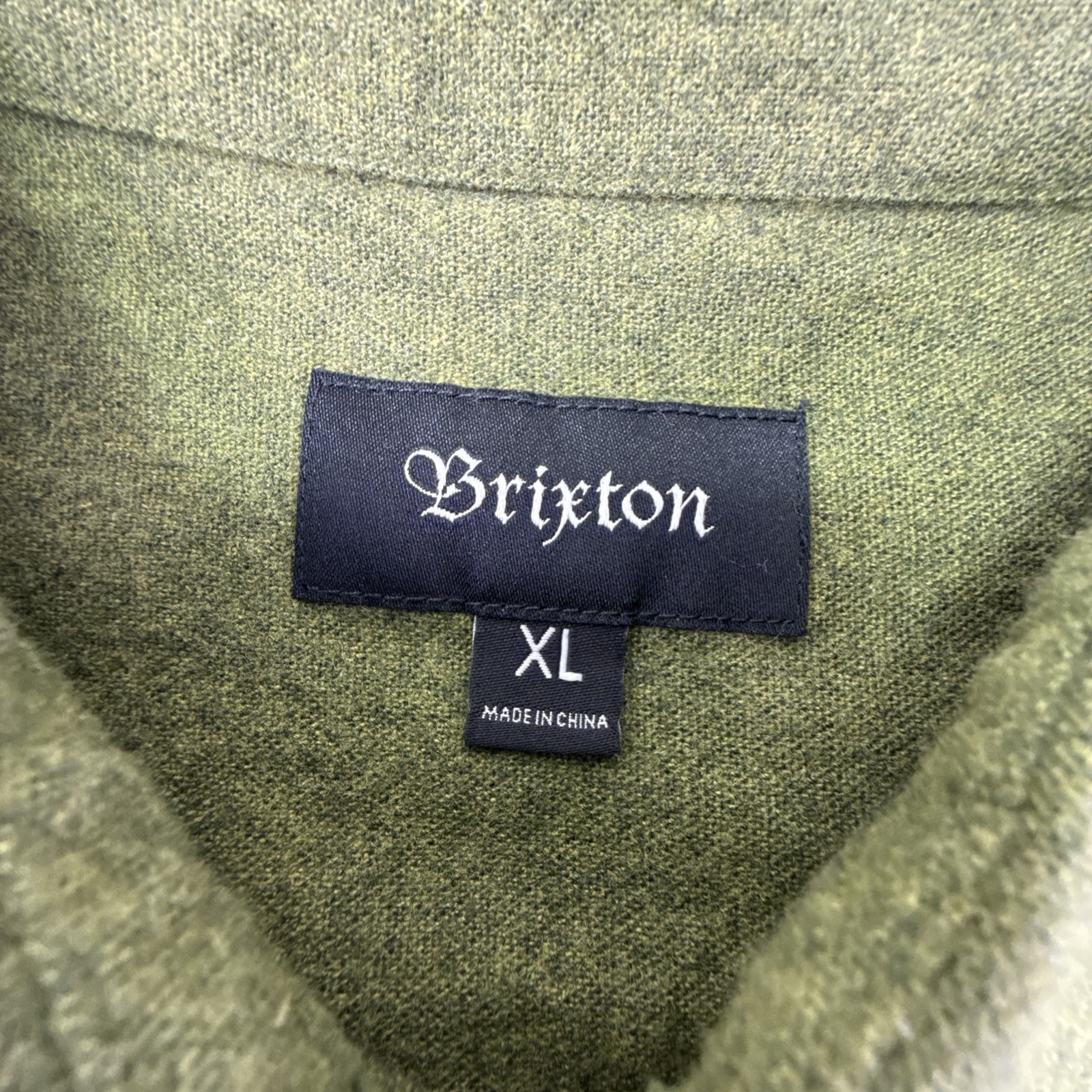 BRIXTON Button Up Flannel Shirt Solid Green Mens … - image 2