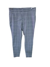 Simply Vera Vera Wang Blue Plaid Skinny Dress Pants Stretchy Elastic Waist