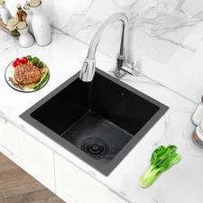 14.96*14.96*8.66in Black Drop-In Multifunctional Stainless Steel Kitchen Sink
