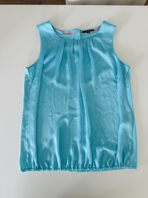 Comma Bluse Trägershirt Sommerbluse Türkis Satin Optik Elegant Gr. 40