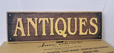 Deko-Wandschild ''ANTIQUES''   49x15 cm   NEU & OVP   Home Interiors  Vintage Look