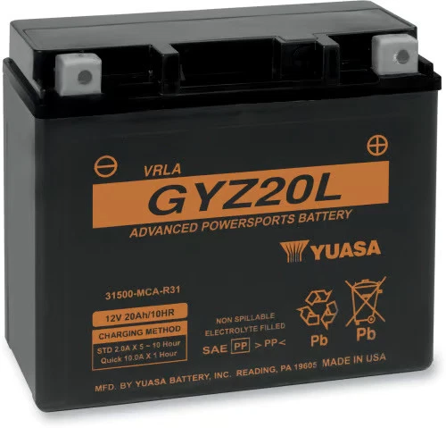 Batería sin mantenimiento activada de fábrica Yuasa - GYZ20L motocicleta ATV/UTV PWC Foto 2 de 4
