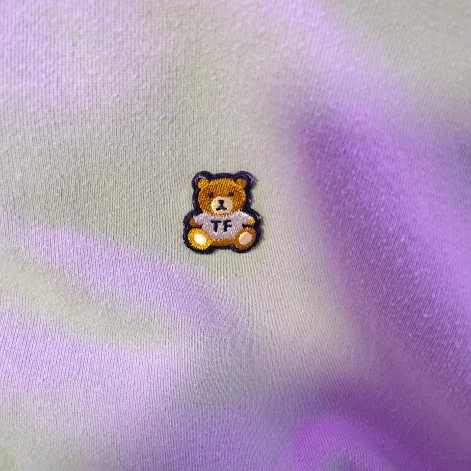 Sudadera con capucha bordada Teddy Fresh Bear verde salvia polar talla grande Foto 3 de 4