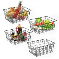 Wire Baskets for Organizing Household 4 Pack Pantry For Storage Black