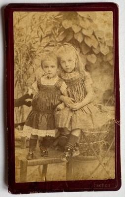 orig. CDV photo photograph picture old around 1870 Pasini Faenza children girls