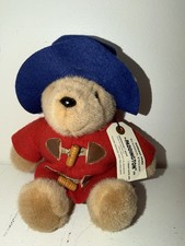 Vintage Eden Toys 10  Paddington Bear Plush Red Coat Blue Hat Toggle Luggage Tag