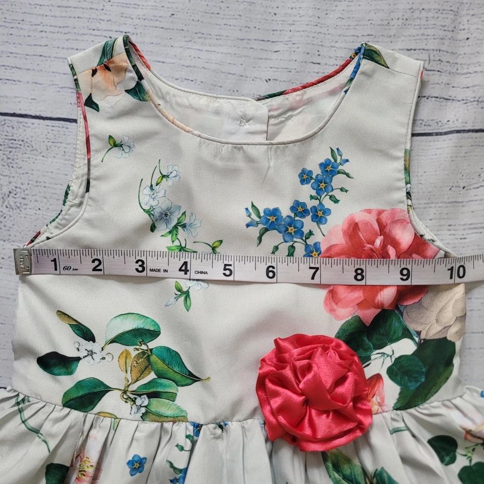 Pippa & Julie Size 3T Floral Off-White Lined Party Dress Flower Sleeveless Twee - Image 2 of 4