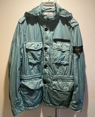 STONE ISLAND Nylon Metal Hooded Jacket Aqua Blue w/patch