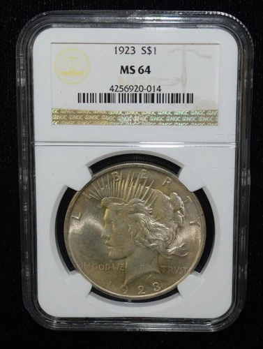 1923 NGC MS64 $1 Silver Peace Dollar Toned