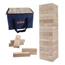 GOTHINK Giant Tumble Tower Game, Large Tumbling L-Over 4FT, Natural Wood