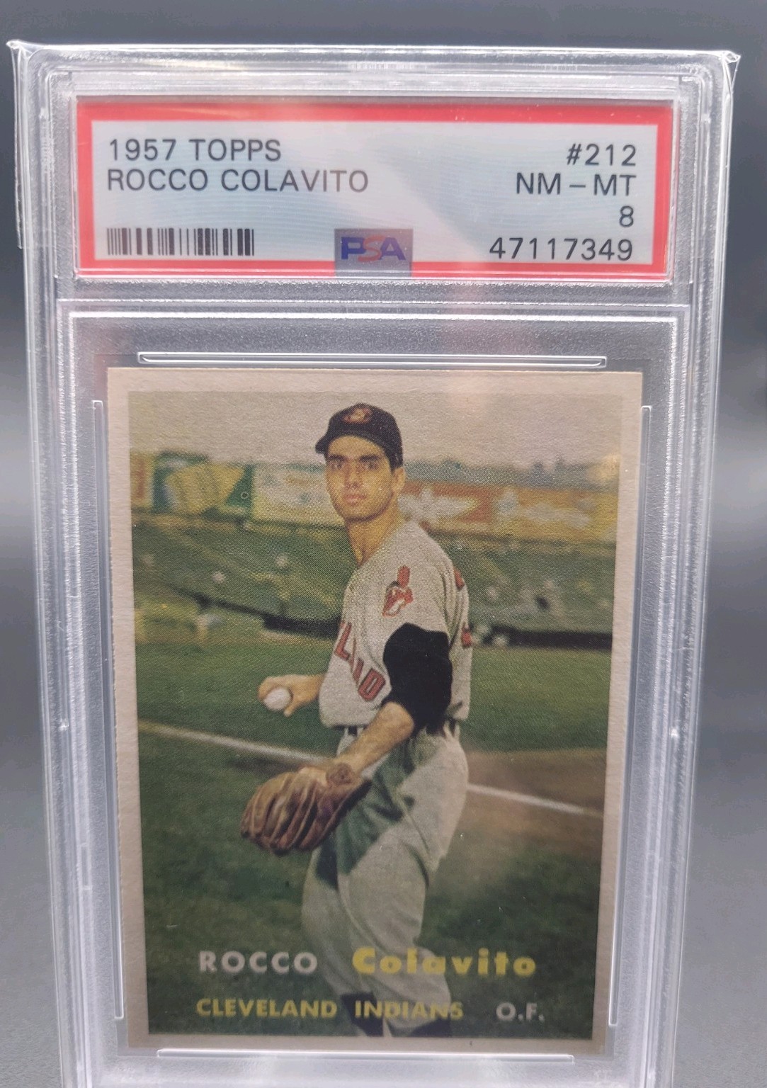1957 Topps Baseball - Rocky Colavito #212 (RC) Rookie PSA 8 NM-MT - Sharp!!