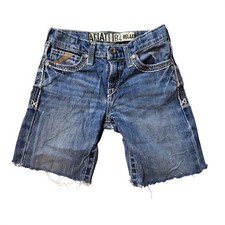 Ariat Shorts Boys 10 Blue B4 Coltrane Relaxed Fit Denim Cut Off Kids 10021160
