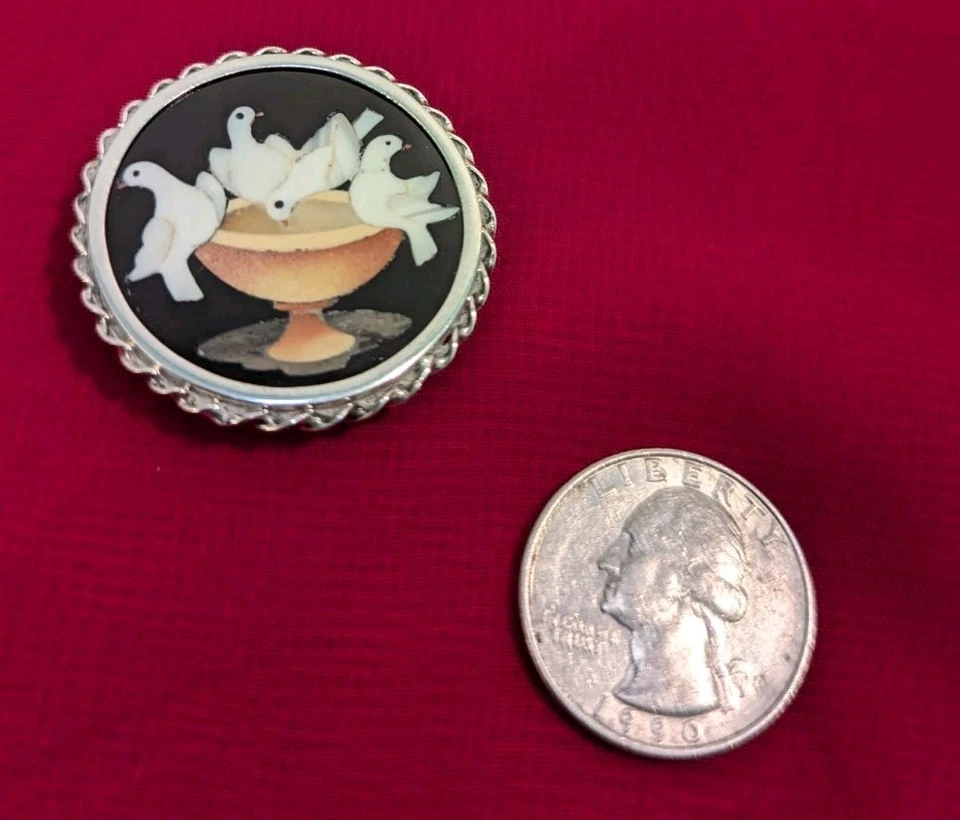 Broche vintage micro mosaico palomas de plinio de G. Ugolini en Florencia Foto 2 de 4