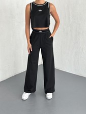 ALO YOGA WOMEN'S Wide Leg Trouser  Crop Top Tank Vest Set Activewear UK SELLER