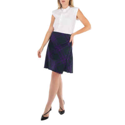 Burberry Vintage Check Frayed-Edge Wool Skirt