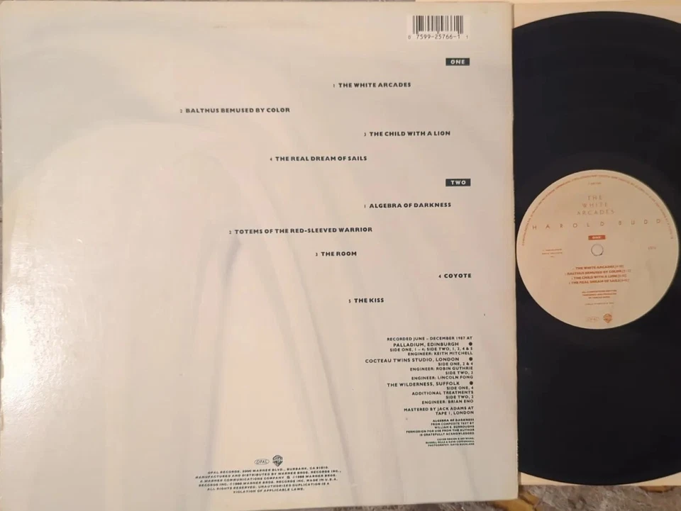Harold Budd: The White Arcades Vinyl Record Album LP US Opal 1988 ENO PROMO f/s  Foto 4 de 4