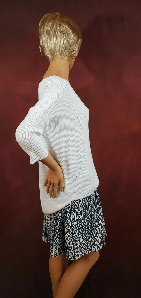 Mujer Falda L Blanco y Negro Plisado Estampado Azteca Ropa de Trabajo Informal Nueva con Etiquetas Foto 4 de 4