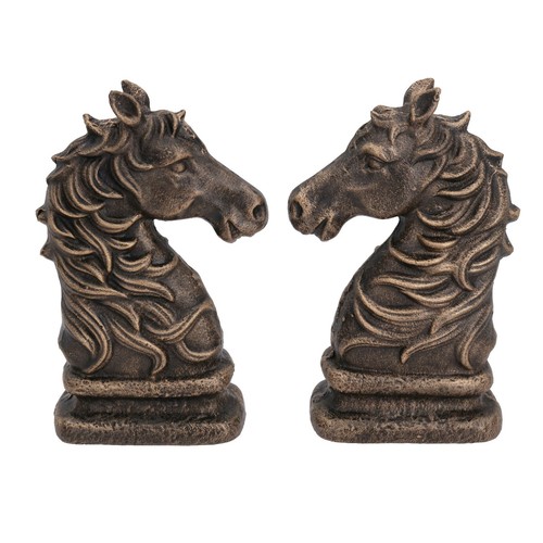 Horse Head Bust Bookends Ornament Figurine Cast Iron Book Ends Stand Holder - Picture 5 of 6
