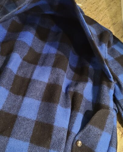 Chaqueta De Colección James River Traders Hombres M 100% Lana Negra/Azul Búfalo Cuadros Caza - Imagen 21 de 22