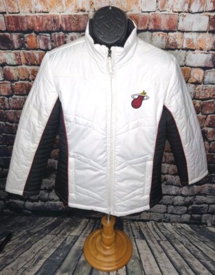 GIII 4HER Carl Banks NBA Miami Heat Quilted Jacket Womens Medium White Puffer