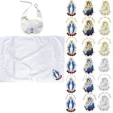 Baby Baptism White Swaddle Blankets  Bib Set Embroidery Holy Virgin Mary  Pope