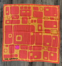 Vintage 1960s MOD RUDI GERNREICH Tangerine Orange Yellow Pink POP ART Silk SCARF
