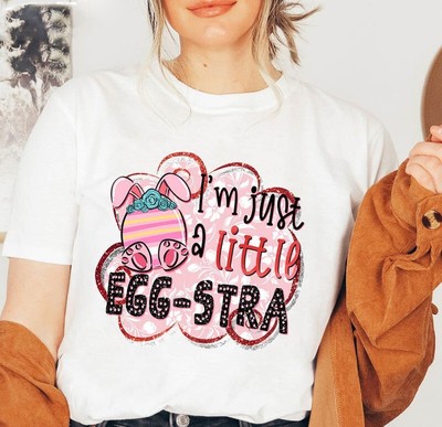 I m A Little Eggstra Shirt, Easter Bunny Short Sleeve Unisex T-shirt