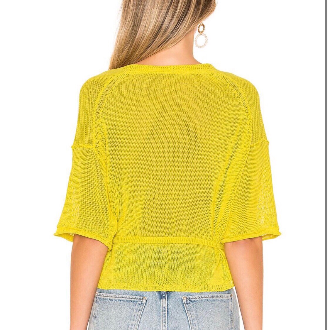 NWT Free People Oh Hello Cardi Yellow Knit VNeck Top Size X Small