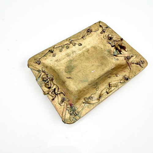 Vintage Ben Rickert Cherub Wood Gold Soap Dish Jewelry Tray MCM Retro