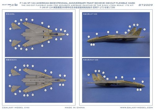 Máscara calcomanía aniversario bicentenario americano F-14A VF-124 para Tamiya 61114/G.W.H - Imagen 12 de 13