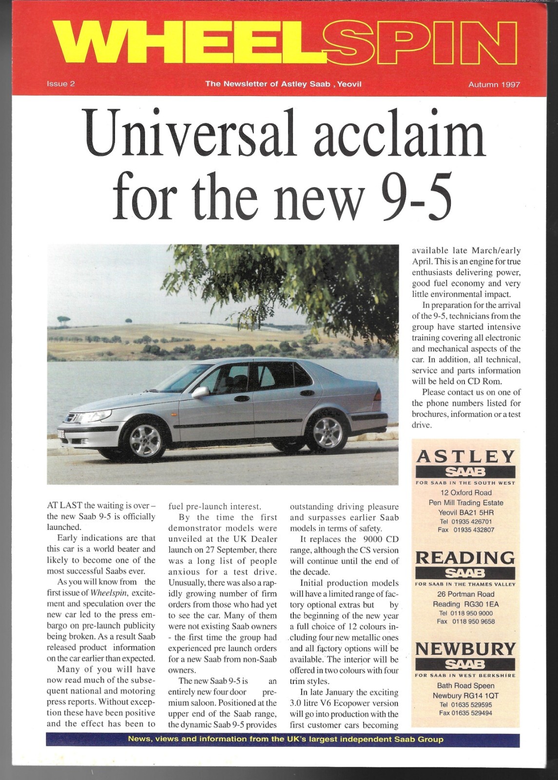 Saab Wheelspin Magazine Autumn 1997 UK Foldout Brochure Astley Saab