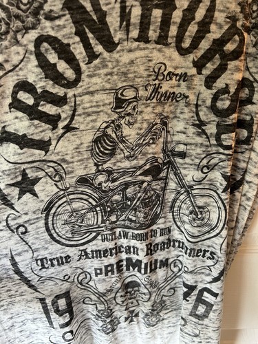Helix Iron Horse Motorcycle Goth Tattoo Y2K Style Graphic Tshirt L Thin Burnout - Picture 7 of 12