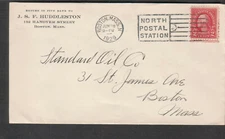 1929 cover Boston North Postal Station cancel Huddleston to Standard Oil in-city