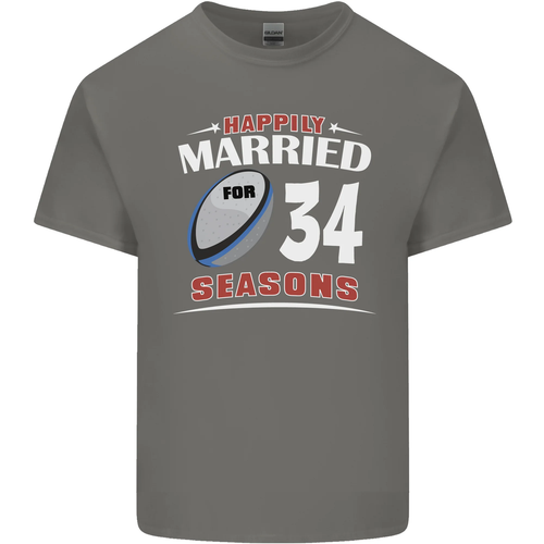 34 Year Wedding Anniversary 34th Rugby Mens Cotton T-Shirt Tee Top - Picture 77 of 110