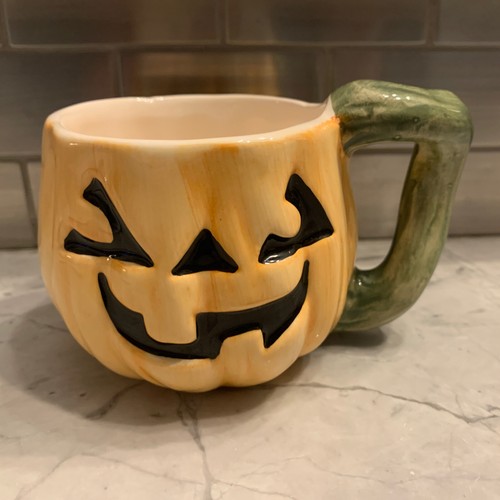 Holland Floral MUG / PLANTER Halloween Ceramic Pumpkin Jack O Lantern ...