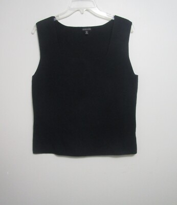 Tank Top Madison Womens Black Sleeveless Square Neck  Size L