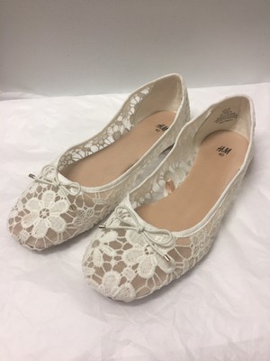white lace ballet flats