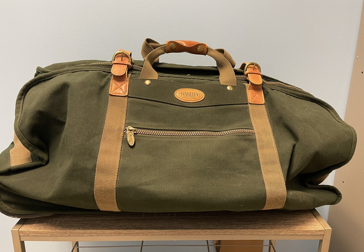 DAKOTA by TUMI Duffel Bag Weekender Green Canvas Genuine Leather