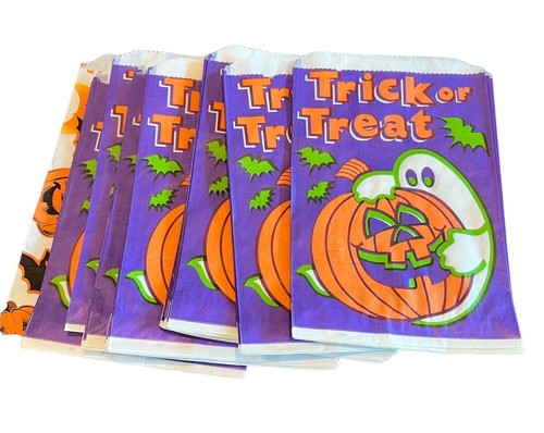 Sacchetti di carta Halloween dolcetto o scherzetto lotto di 50+ vintage classici fustellati - Foto 2 di 10