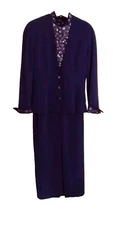 DAYMOR COUTURE New York Paris Womens Size 6 Purple Dress Suit Gown Mother Bride