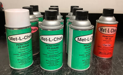Lot of 10 Met-L-Chek Penetrant | 9 Cans FP-95A (M) | 1 Can VP-30