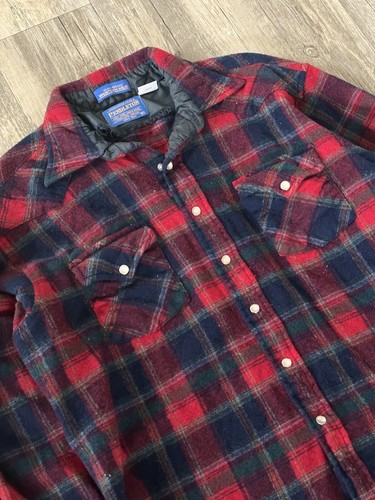 Vintage 80s Pendleton 100% Virgin Wool Western Plaid Shirt Sz XL VTG RARE - Picture 5 of 6