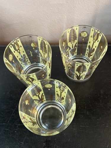 Fred Press Vintage Gold Floral Barware Set Of 3 Glasses - Picture 6 of 12