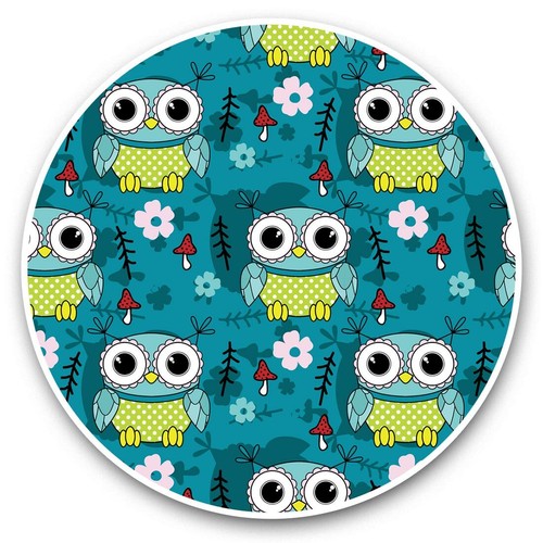 2 x Vinyl Stickers 20cm - Blue Owl Print Flowers Trees #44378 - 第 1/8 張圖片