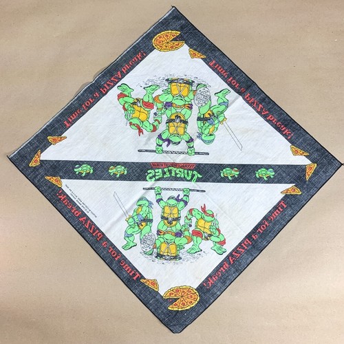 Teenage Mutant Ninja Turtles Bandana 21" x 21" 1990 Pizza Break Theme - Picture 7 of 13