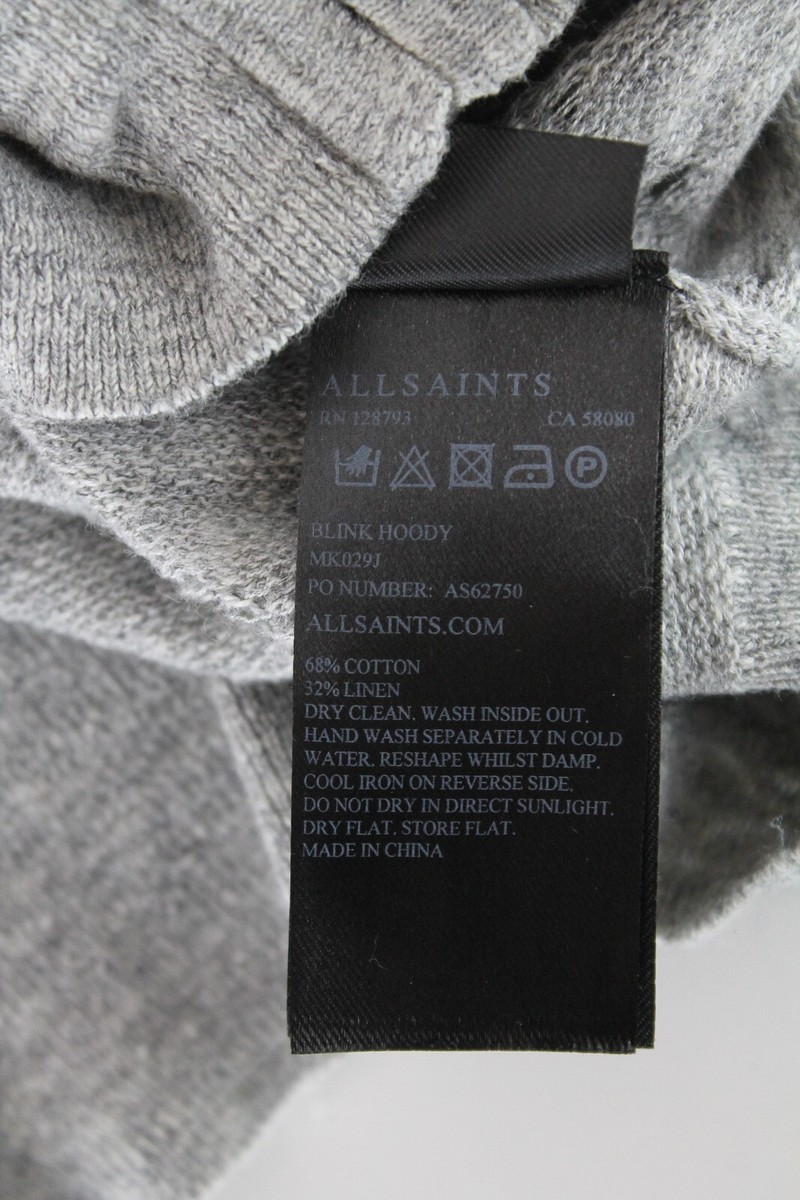 スター ALLSAINTS Blink Hoody Jumper Men's SMALL Full Zip Distressed