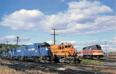 Postcard Train Boston & Maine MBTA 1010 Locomotive No 203 Excursion Train RR