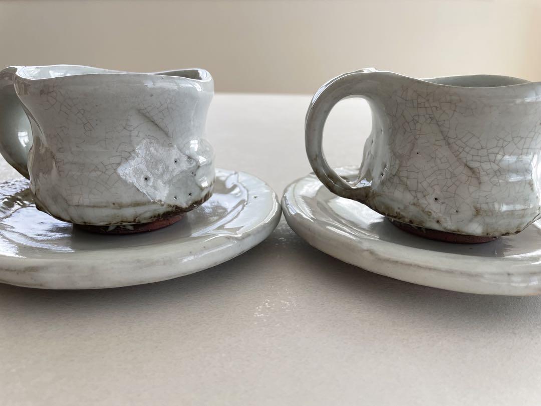 Hagiware Coffee Cup Saucer Set 2pcs Furuhata Kiln Koshitoshi Hagiware Coffee Cup Saucer Set 2pcs Furuhata Kiln Koshitoshi