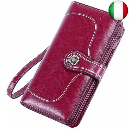 Portafoglio Donna Pelle RFID Portafoglio Grande Donna con Cerniera  Portafogli | eBay
